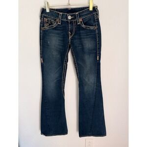 True Religion Women's Blue Bootcut Jeans Stitch Detail Size 30 Made in USA